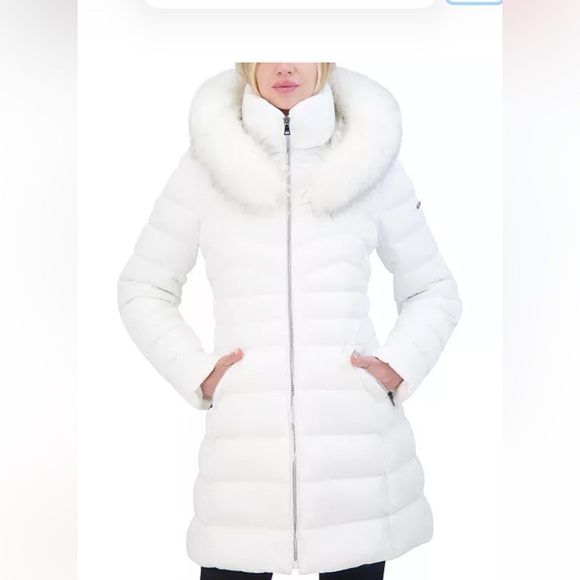 Laundry by Shelli Segal Women's Faux-Fur-Trim Hooded Puffer Coat size M - Picture 4 of 13